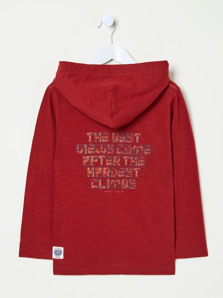 FatFace Red Hooded Graphic Long-Sleeve T-Shirt - Image 6 of 6