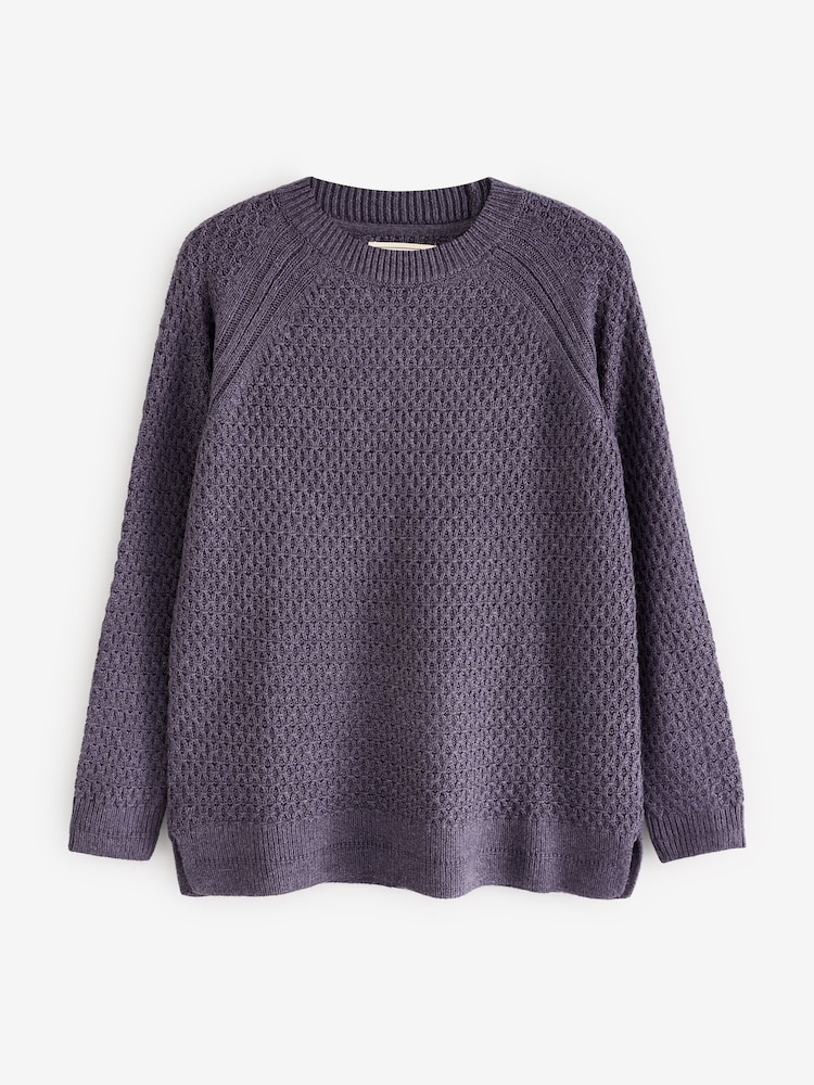 FatFace Ella Dark Purple Textured Jumper - Image 5 of 5