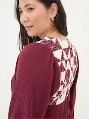 FatFace Helena Dark Red Patchwork Blouse - Image 4 of 7
