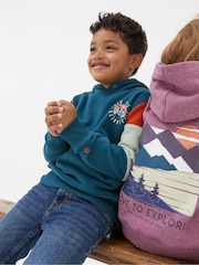 FatFace Wilderness Blue Popover Hoodie - Image 3 of 5