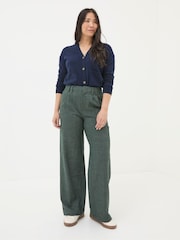 FatFace Wessex Dark Green Wide Leg Trousers - Image 1 of 5