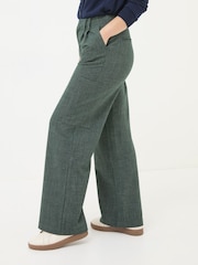 FatFace Wessex Dark Green Wide Leg Trousers - Image 2 of 5