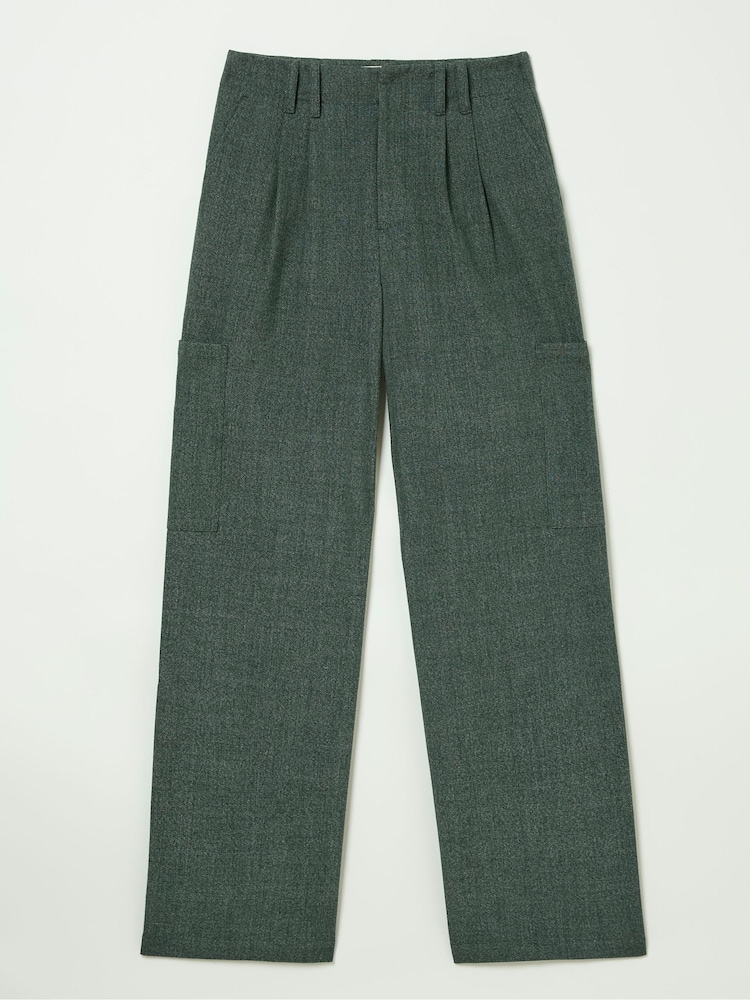 FatFace Wessex Dark Green Wide Leg Trousers - Image 5 of 5