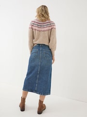 FatFace Darna Blue Denim Midi Skirt - Image 3 of 6