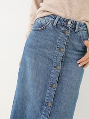 FatFace Darna Blue Denim Midi Skirt - Image 5 of 6