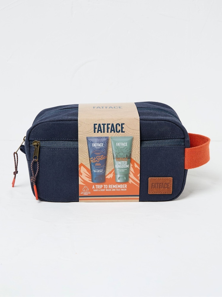 FatFace Blue 100% Cotton Wash Bag Gift Set - Image 2 of 2 FatFace Blue 100% Cotton Wash Bag Gift Set - Image 2 of 2