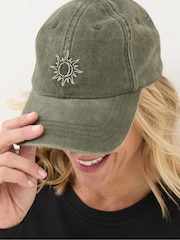 FatFace Khaki Green Embroidered Sun Cap - Image 1 of 4