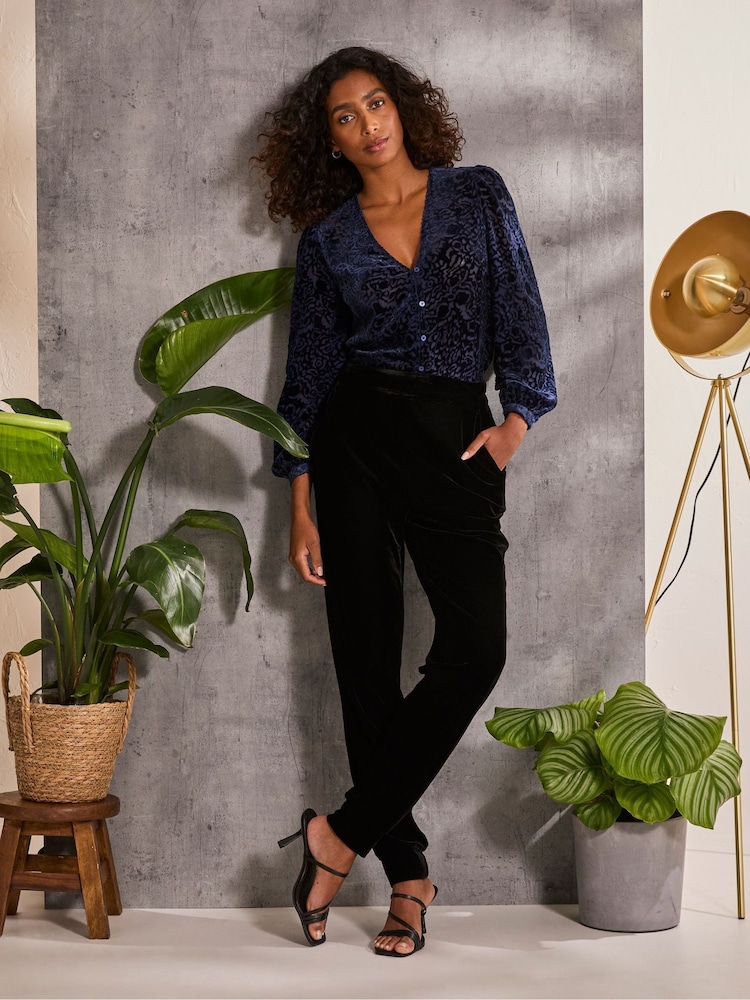 FatFace Joelle Blue Burnout Blouse - Image 1 of 6