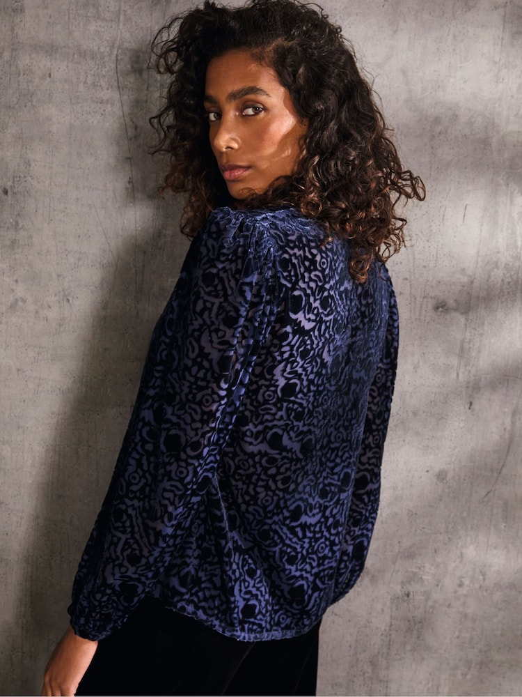 FatFace Joelle Blue Burnout Blouse - Image 2 of 6 FatFace Joelle Blue Burnout Blouse - Image 2 of 6