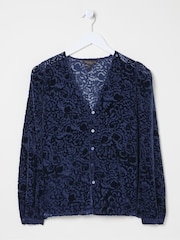FatFace Joelle Blue Burnout Blouse - Image 6 of 6