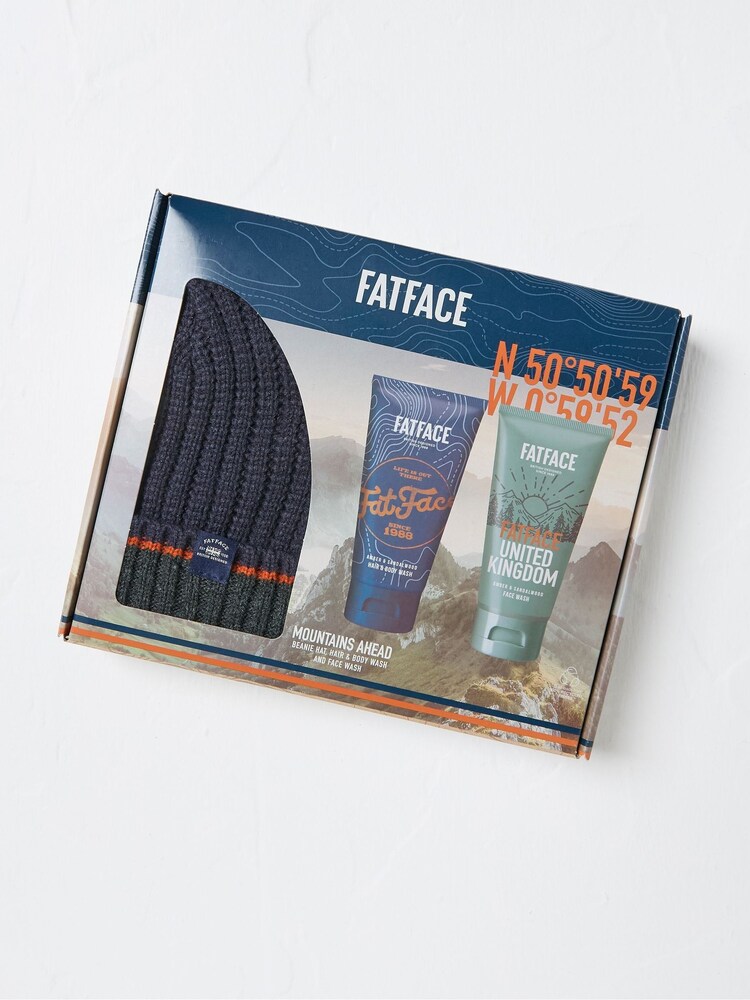 FatFace Navy Blue Beanie And Body Wash Gift Set - Image 1 of 2