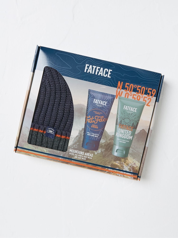 FatFace Navy Blue Beanie And Body Wash Gift Set - Image 1 of 2 FatFace Navy Blue Beanie And Body Wash Gift Set - Image 1 of 2