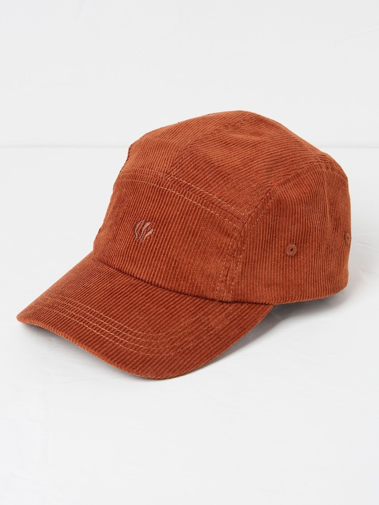 FatFace Cord Rust Orange 5 Panel Baseball Cap - Image 1 of 2