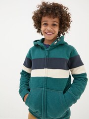 FatFace Colourblock Zip Thru Green Colourblock Zip Through Hoodie - Image 1 of 5