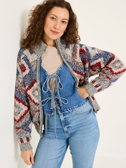 FatFace Multi Erin Knitted Zip Through Cardigan - Image 2 of 6