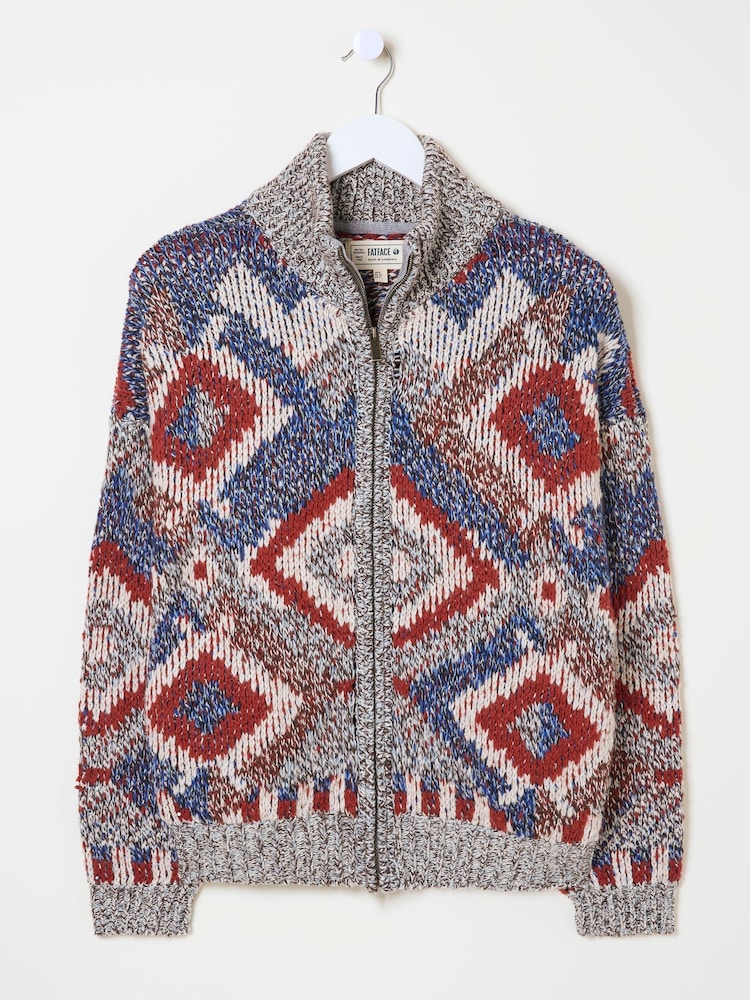 FatFace Multi Erin Knitted Zip Through Cardigan - Image 6 of 6