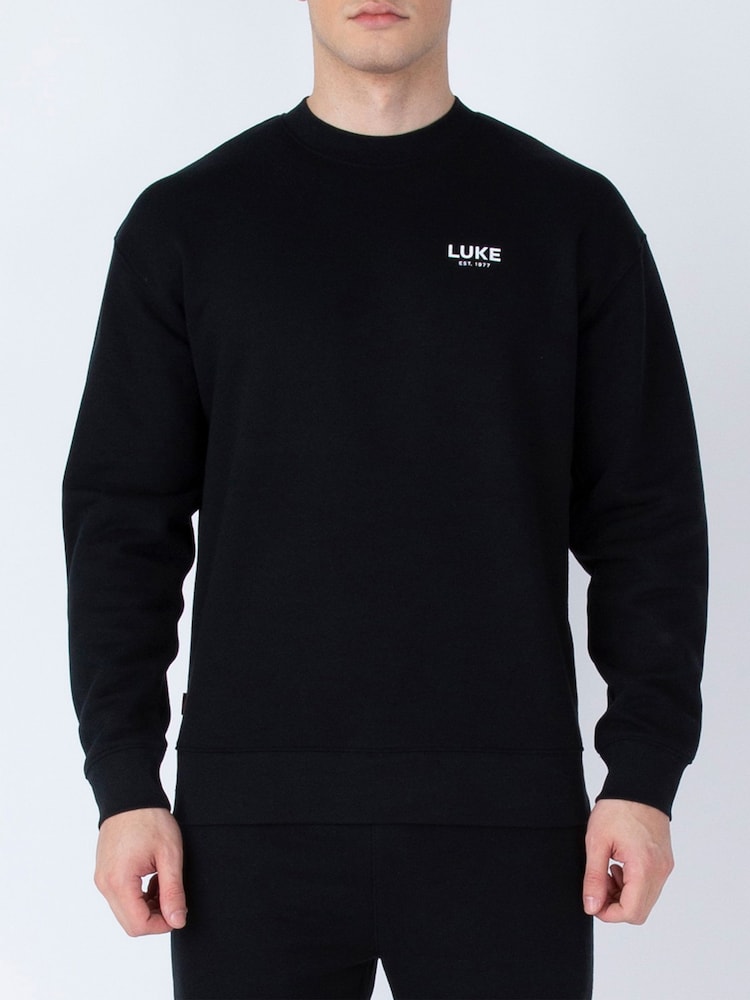 Luke 1977 Relaxed Fit Exceptional Black Sweatshirt - Image 1 of 6