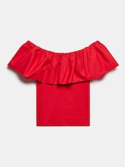 Mint Velvet Red Cotton Bardot Top - Image 4 of 4