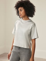 Mint Velvet Silver Metallic Ultimate T-Shirt - Image 2 of 4