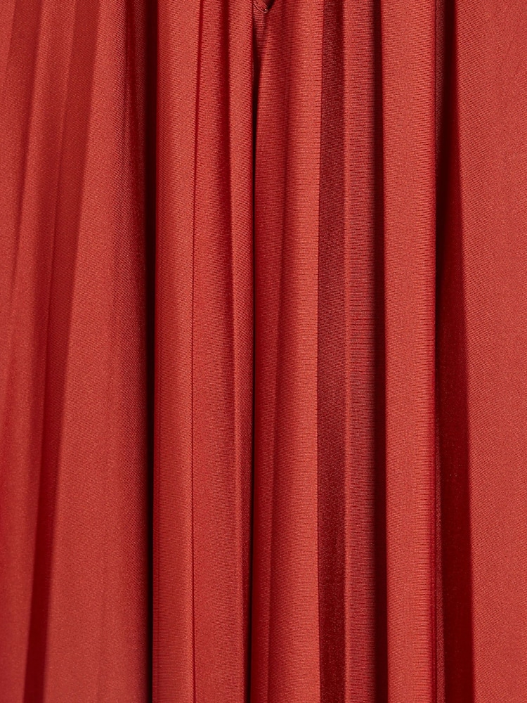 River Island Orange Rust Halter Neck Pleated Maxi Dress - Image 5 of 5