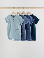 Blue Baby Jersey Rompers 4 Pack - Image 1 of 12