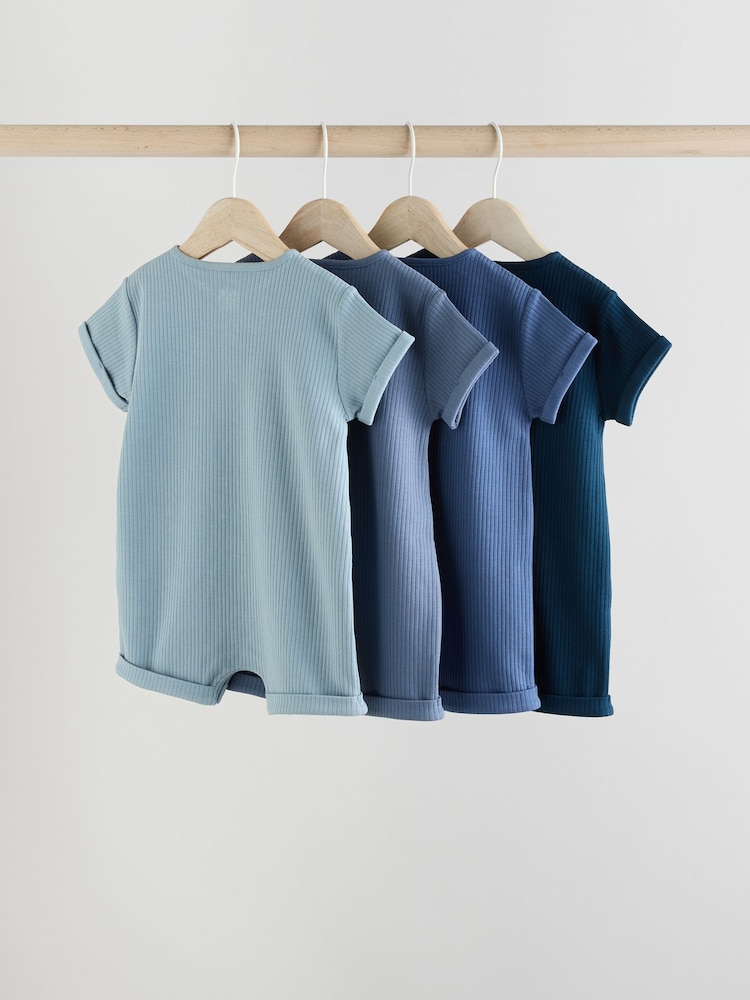 Blue Baby Jersey Rompers 4 Pack - Image 2 of 12