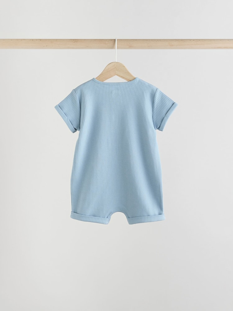 Blue Baby Jersey Rompers 4 Pack - Image 4 of 12