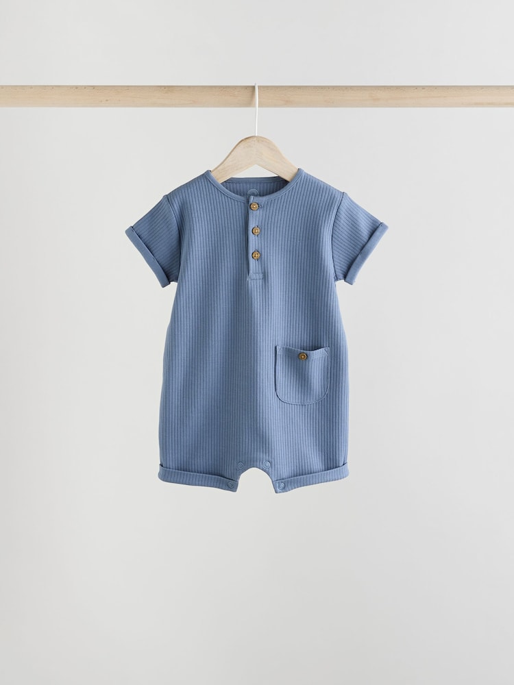 Blue Baby Jersey Rompers 4 Pack - Image 5 of 12