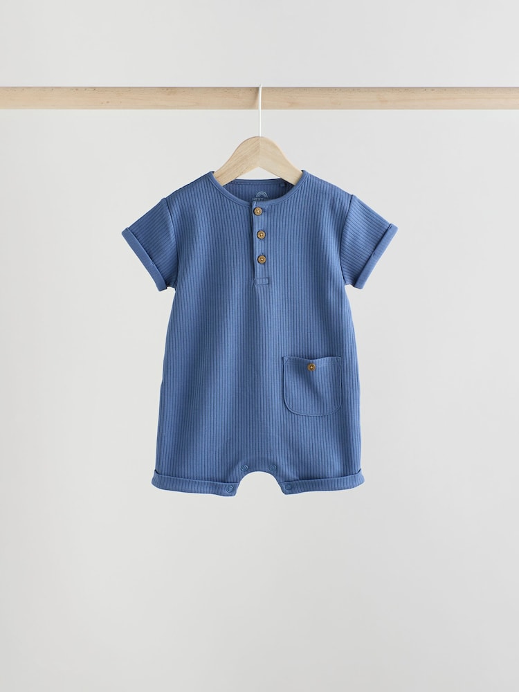 Blue Baby Jersey Rompers 4 Pack - Image 6 of 12