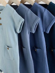 Blue Baby Jersey Rompers 4 Pack - Image 8 of 12