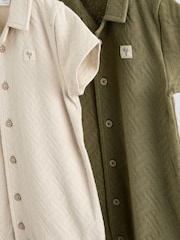 nevtralne barve/Khaki - Teksturiran pajac dojenček 2 Pack - Slika 6 iz 9
