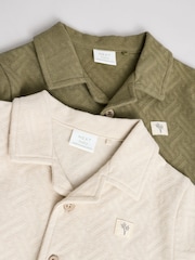 nevtralne barve/Khaki - Teksturiran pajac dojenček 2 Pack - Slika 7 iz 9