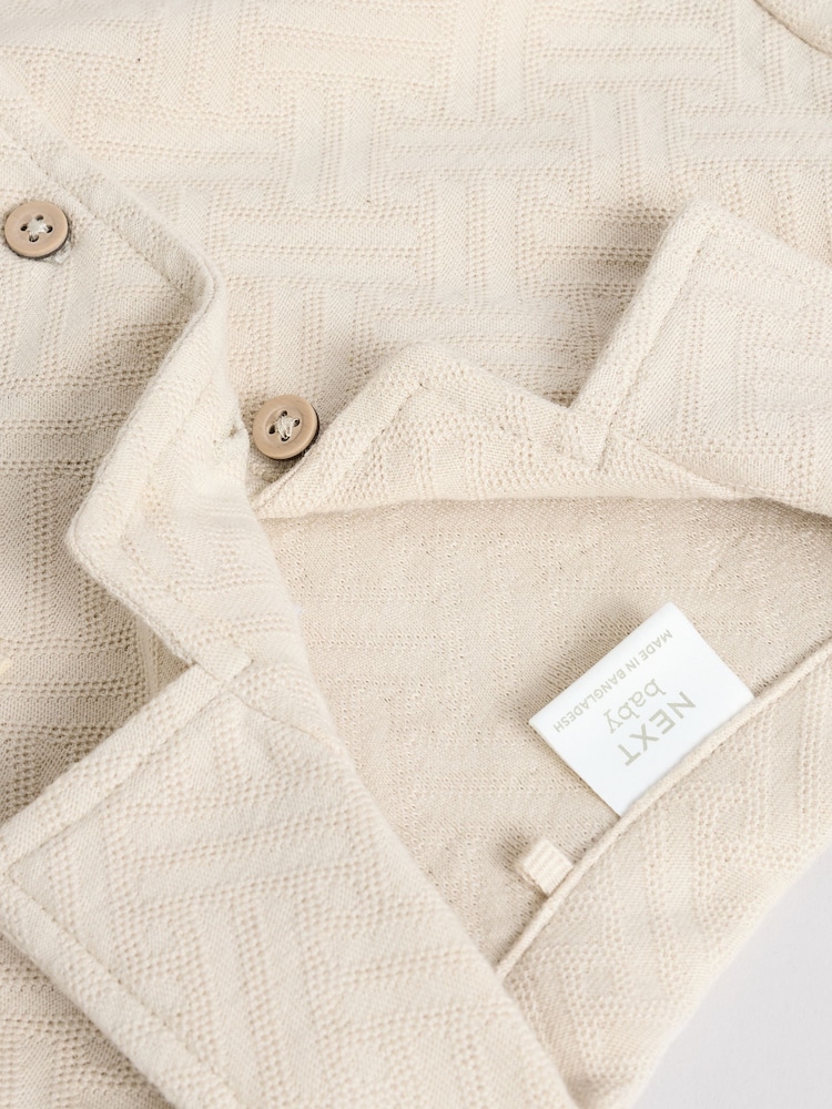 Neutral/Khaki Textured Baby Rompers 2 Pack - Image 8 of 9
