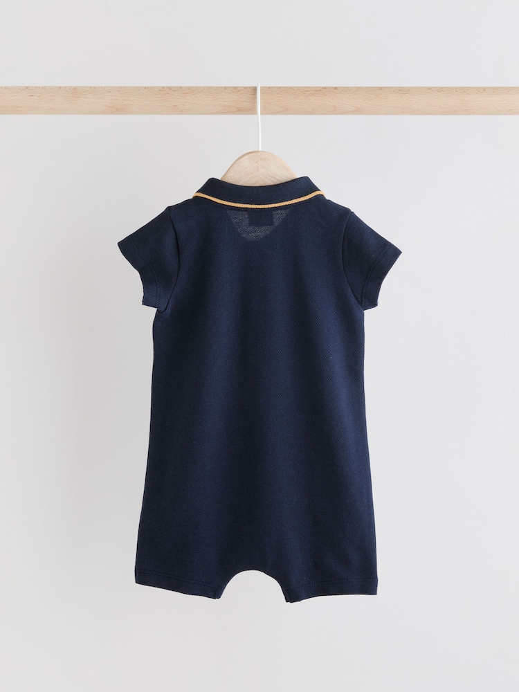 Blue/White Textured Baby Rompers 2 Pack - Image 5 of 9