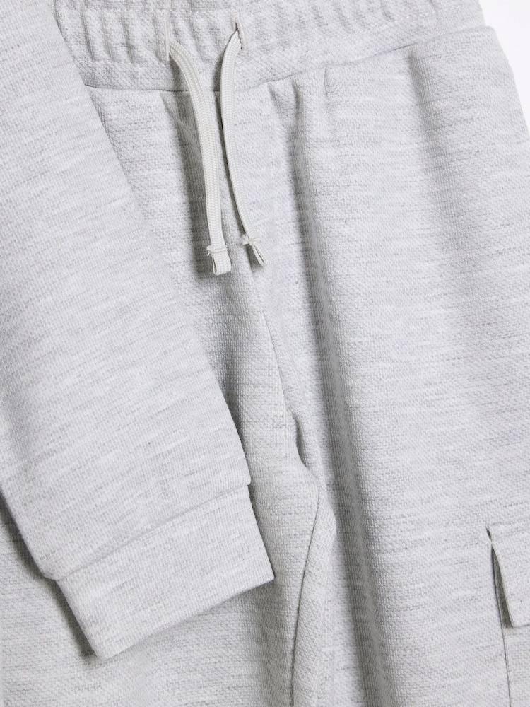 River Island Light Grey Boys Utility 100% Cotton Track Funnel and Joggers Set - Image 4 of 4