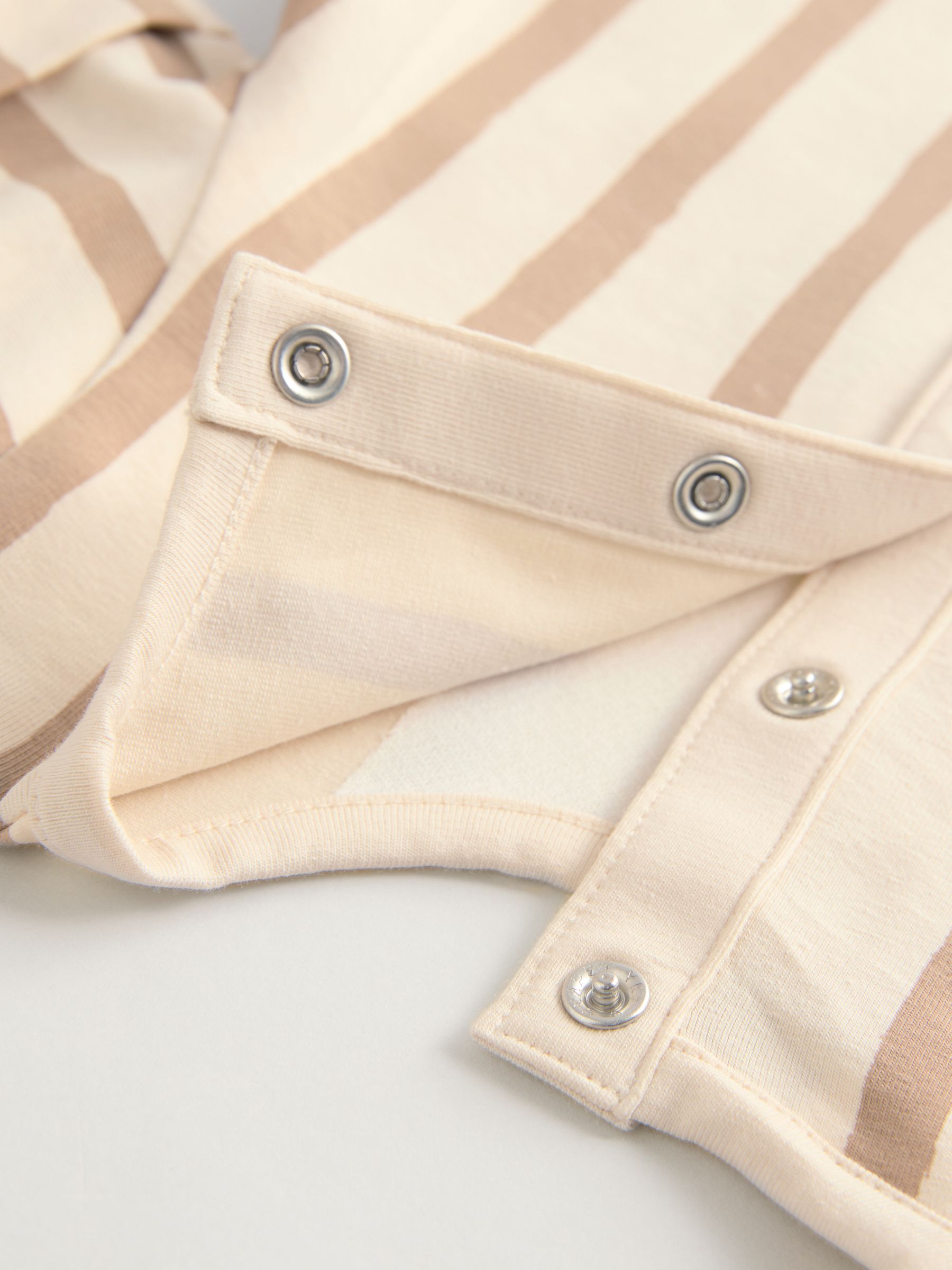 She+Sky Baby Blue and Cream Striped Buttoned Romper