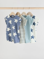 Teal Blue 100% Cotton Baby Rompers 4 Pack - Image 1 of 1