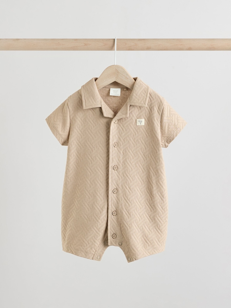 Blue/Neutral Textured Baby Rompers 2 Pack - Image 3 of 9
