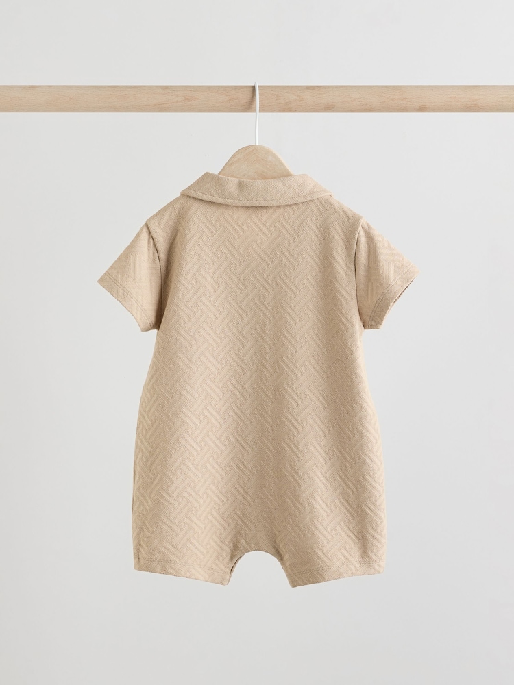 Blue/Neutral Textured Baby Rompers 2 Pack - Image 5 of 9