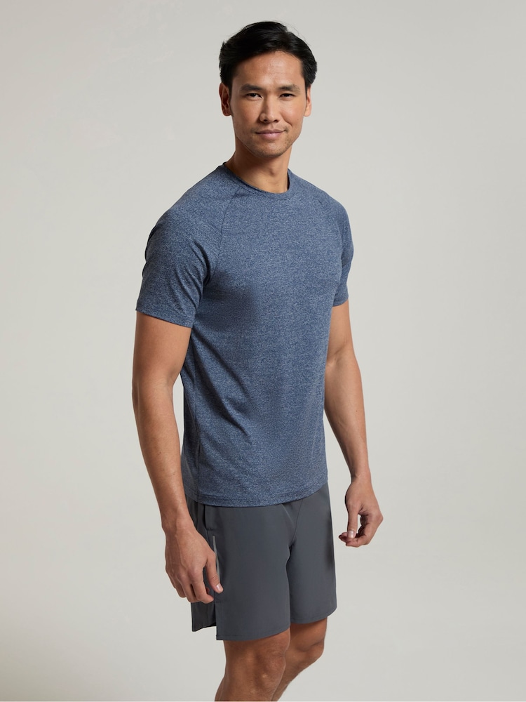 Mountain Warehouse Blue Mens Agra Iso Cool Striped UV Protection T-Shirt - Image 1 of 4