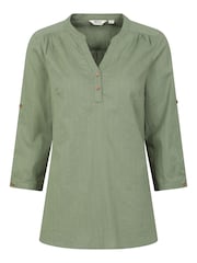 Mountain Warehouse Green Womens Petra Relaxed Fit 3/4 Sleeve 100% Cotton Shirt - Image 1 of 5