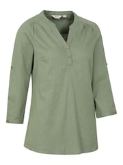 Mountain Warehouse Green Womens Petra Relaxed Fit 3/4 Sleeve 100% Cotton Shirt - Image 2 of 5
