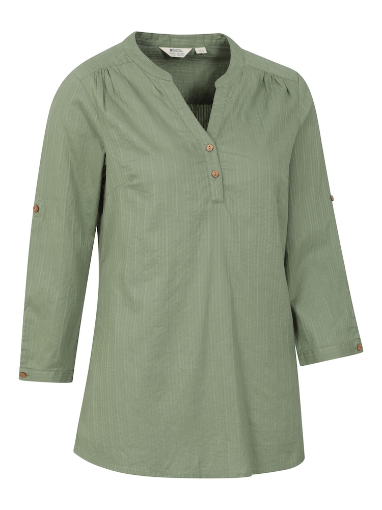Mountain Warehouse Green Womens Petra Relaxed Fit 3/4 Sleeve 100% Cotton Shirt - Image 2 of 5