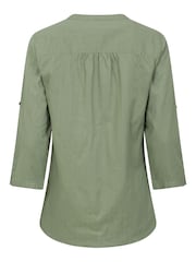 Mountain Warehouse Green Womens Petra Relaxed Fit 3/4 Sleeve 100% Cotton Shirt - Image 3 of 5