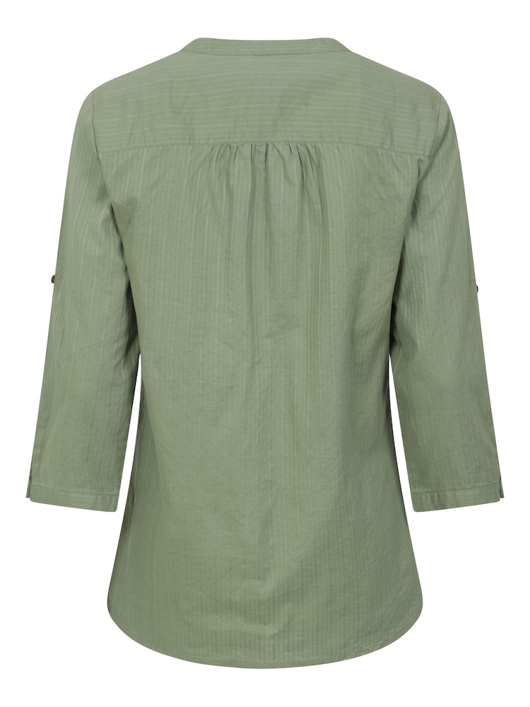 Mountain Warehouse Green Womens Petra Relaxed Fit 3/4 Sleeve 100% Cotton Shirt - Image 3 of 5