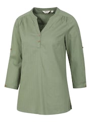Mountain Warehouse Green Womens Petra Relaxed Fit 3/4 Sleeve 100% Cotton Shirt - Image 4 of 5