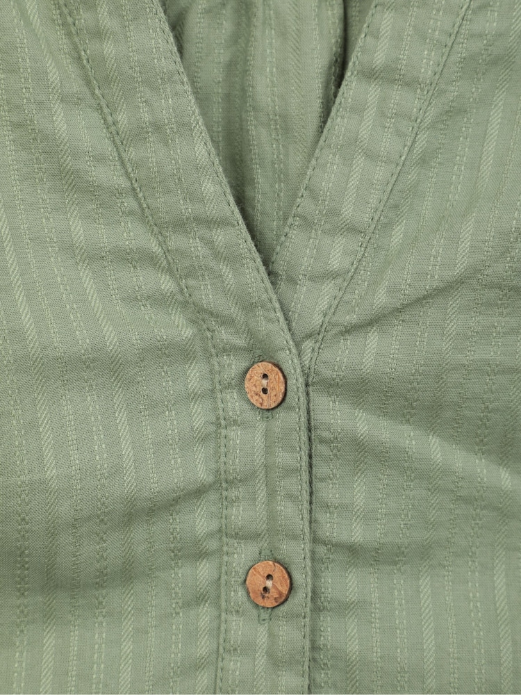 Mountain Warehouse Green Womens Petra Relaxed Fit 3/4 Sleeve 100% Cotton Shirt - Image 5 of 5