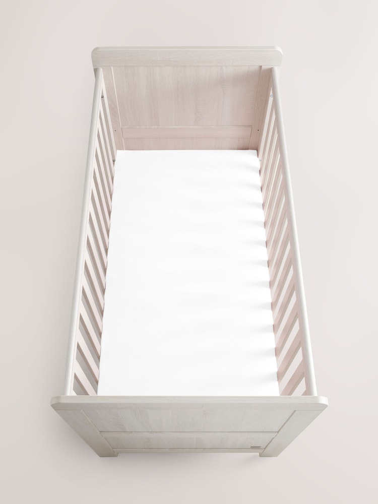 2 Pack White 100% Cotton Jersey Baby Fitted Sheets - Image 3 of 7