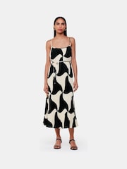 Whistles Black Triangle Swirl Pleated Dress - Image 1 of 5