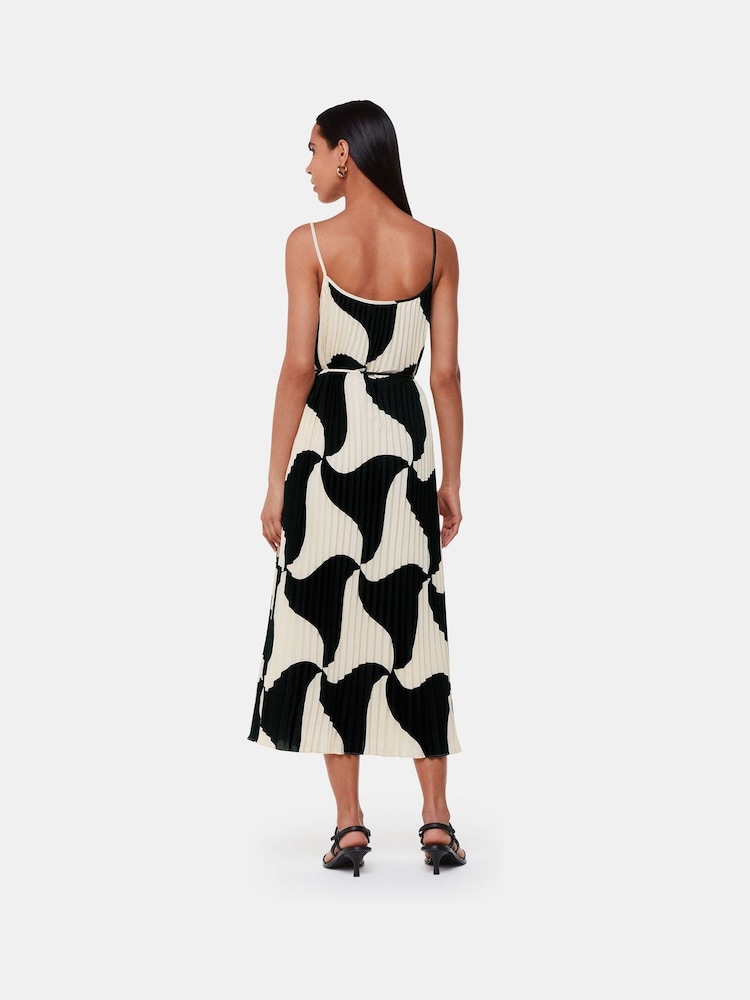 Whistles Black Triangle Swirl Pleated Dress - Image 2 of 5